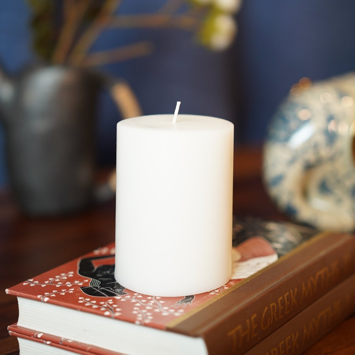 White Pillar Candle - Teal Tree India