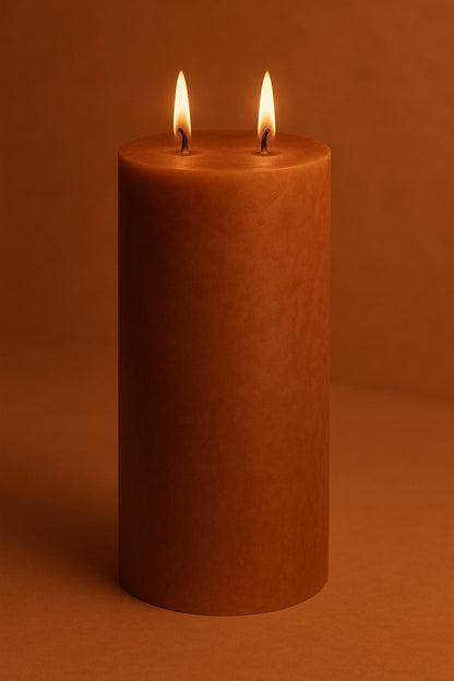 Large 2-wick 12-inch pillar candle with a clean burn, ideal for centerpieces, festive decor, or ambient lighting in spacious rooms.