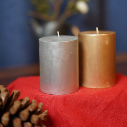 Metallic Pillar Candles - Teal Tree India